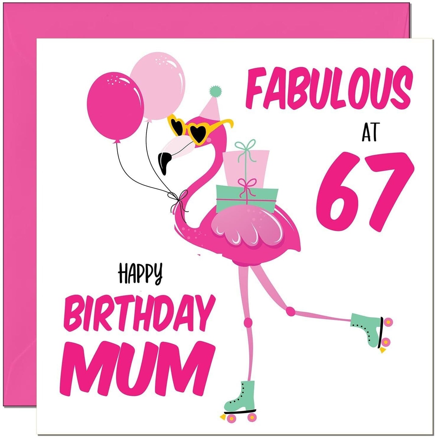 Mum Birthday Card - Fabulous Flamingo - Mom Womens Pink Cute Mum Mothers