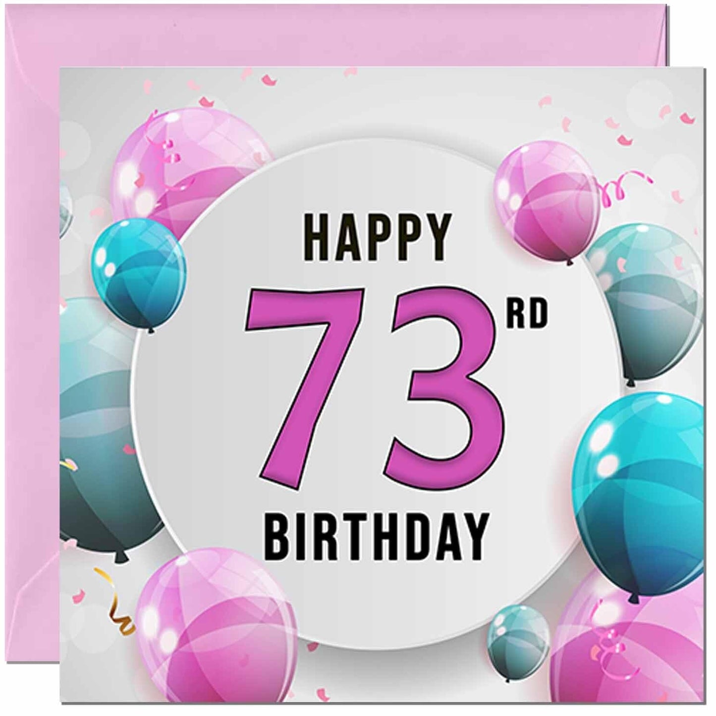 Birthday Card for women - Pink Turquoise Balloon Number