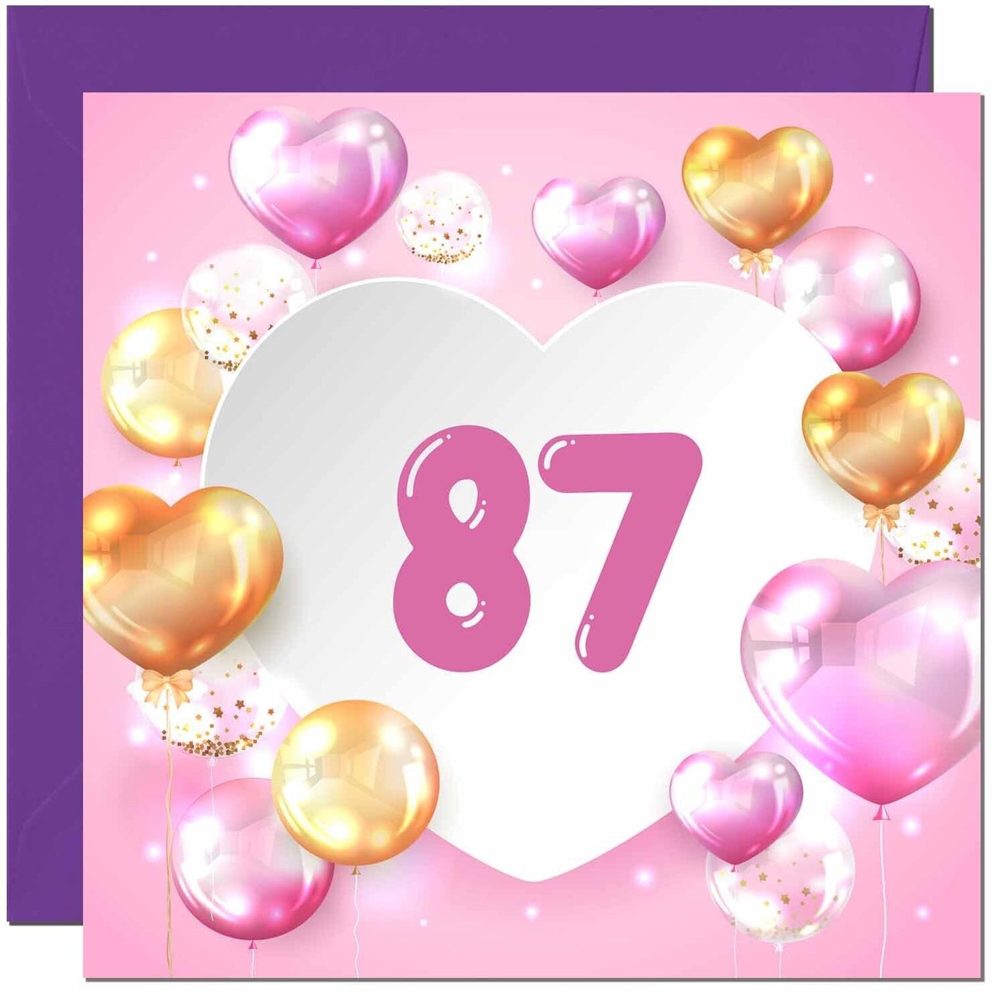 Birthday Card for women Girls Pink Balloon Numbers