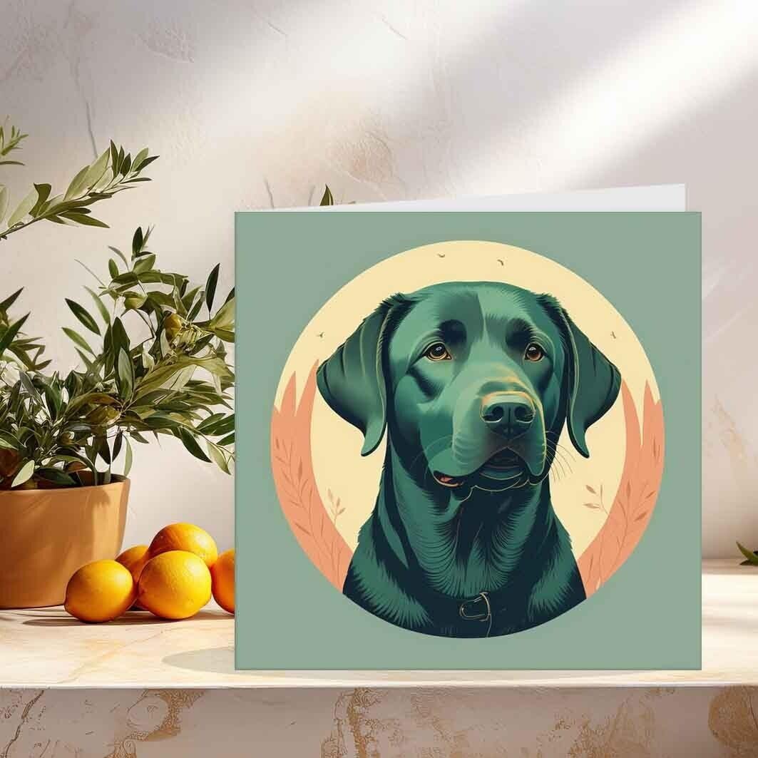 Black Labrador Birthday Cards - Labrador Art Greeting Card 145 x 145mm