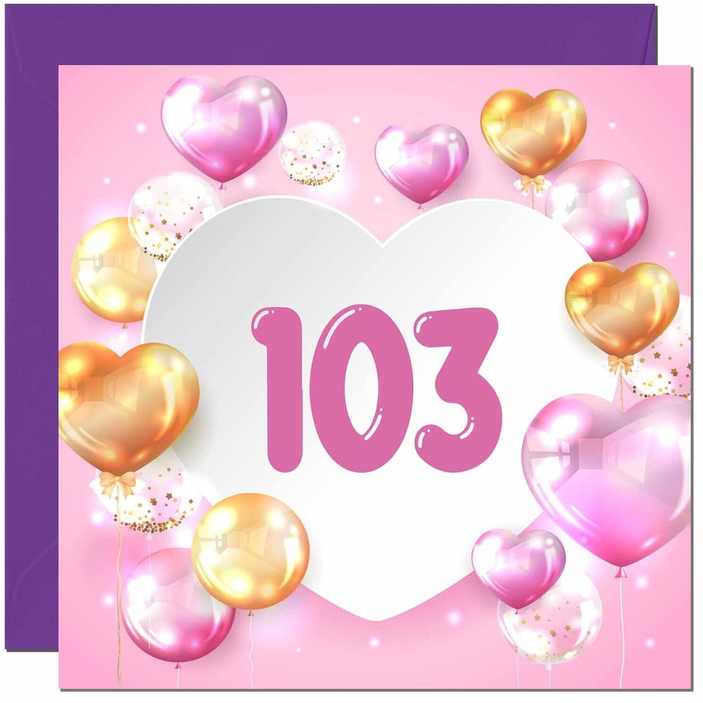 Birthday Card for women Girls Pink Balloon Numbers