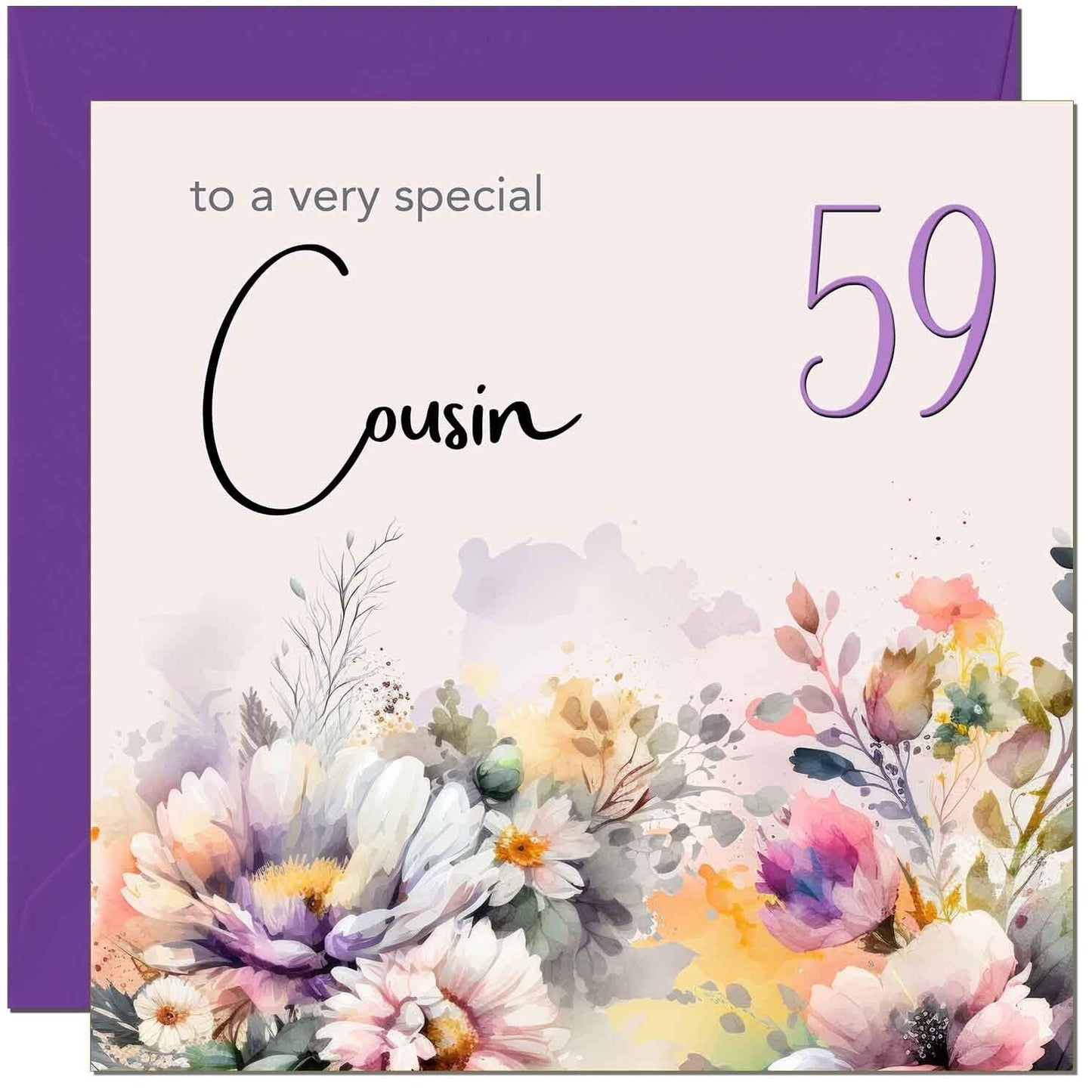 Cousin Birthday Card - Purple Floral Cousin's