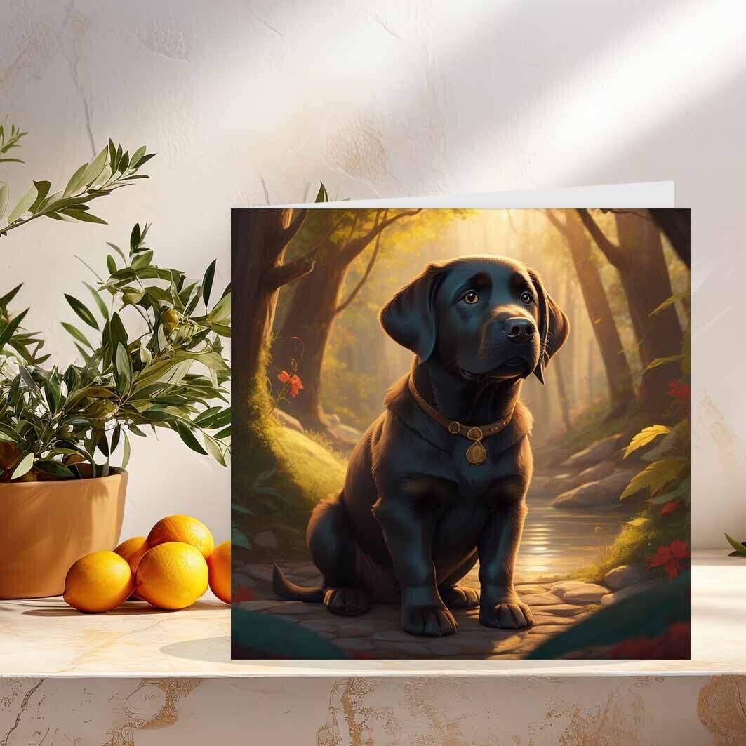 Labrador Birthday Card - Cute Black Labrador Greeting Card 145 x 145mm