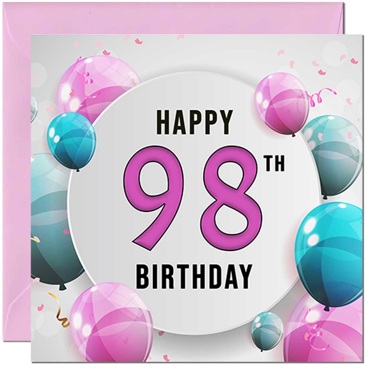 Birthday Card for women - Pink Turquoise Balloon Number