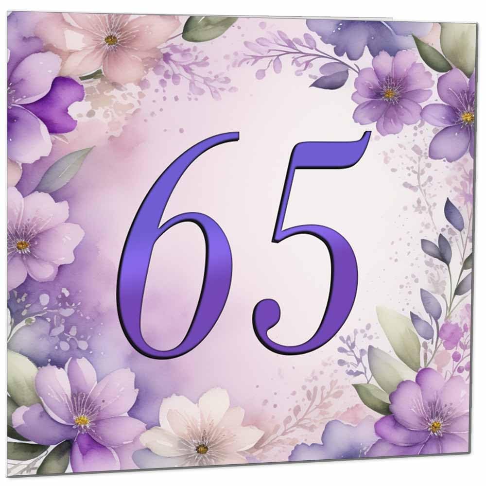 Birthday Card for Women - Purple Floral 80th Birthday Cards for year old woman Ladies Grandma Nan Aunt Mum Sister Mom Friend
