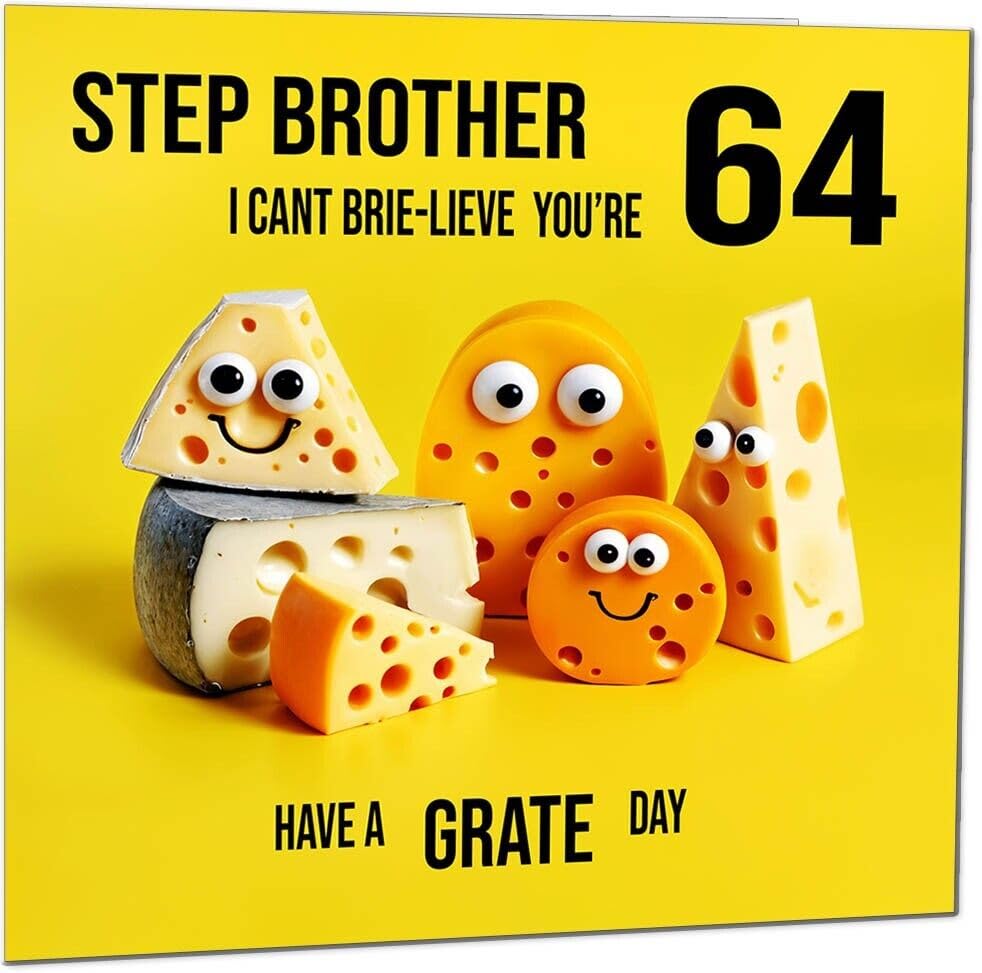 Step Brother Birthday Card - Cheese Pun Funny Step-Brothers