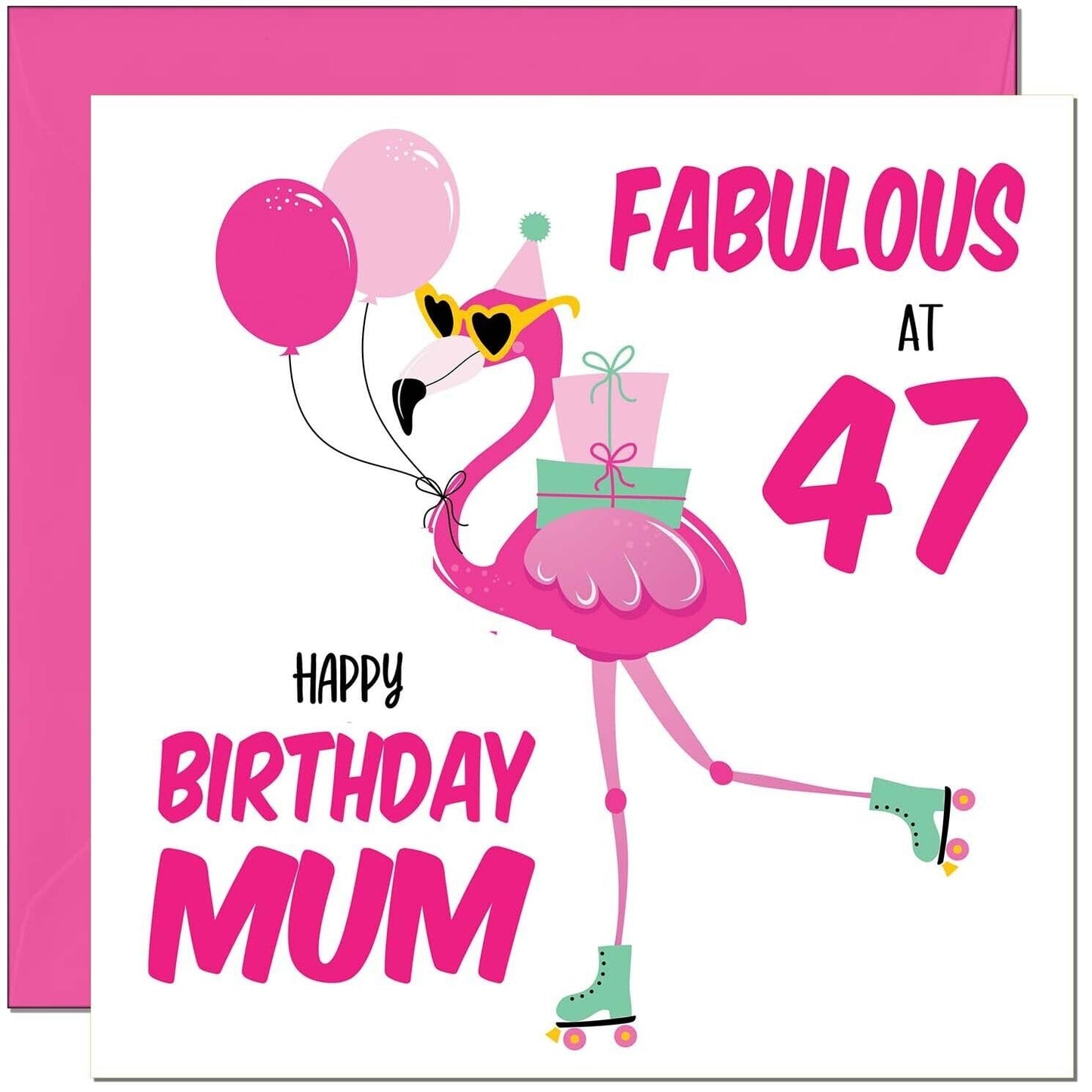 Mum Birthday Card - Fabulous Flamingo - Mom Womens Pink Cute Mum Mothers