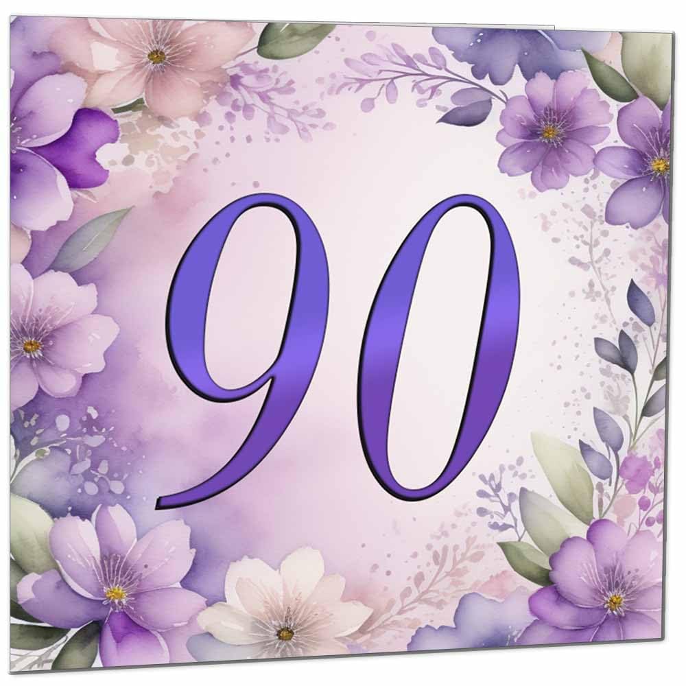 Birthday Card for Women - Purple Floral 80th Birthday Cards for year old woman Ladies Grandma Nan Aunt Mum Sister Mom Friend