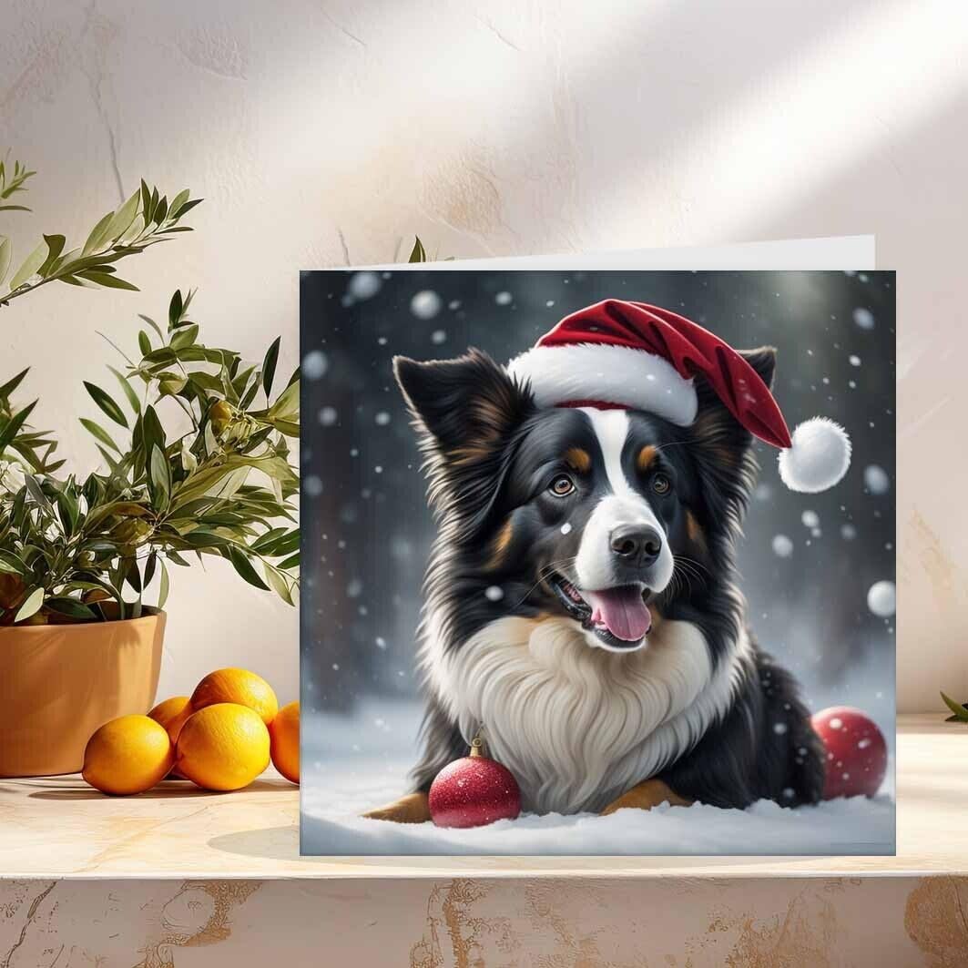 Border Collie Christmas Card - Dog Festive Xmas Cards 145 x 145mm