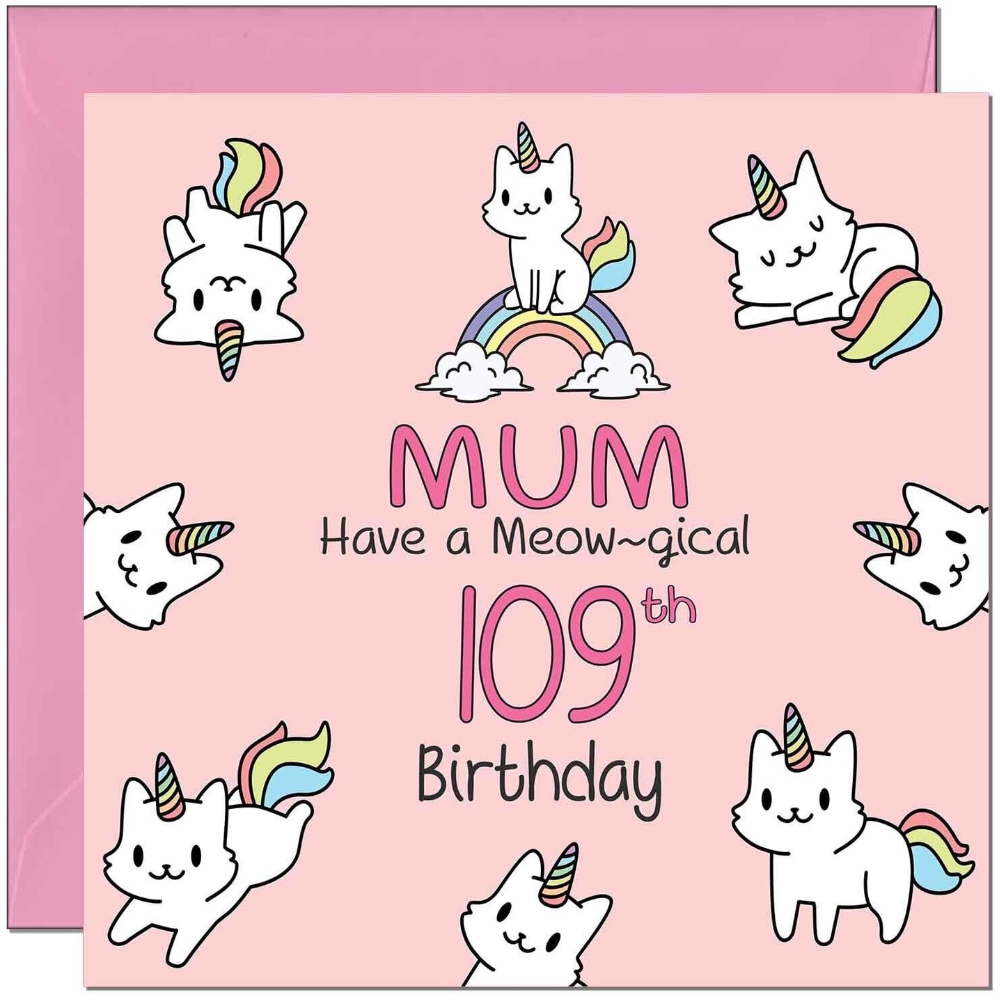 Mum Birthday Card - Funny Cat Cute Mother Mom