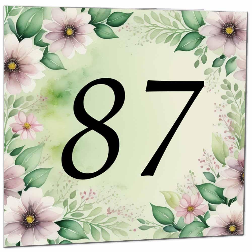 80th Birthday Card for Women Men - Green Floral Birthday Cards for 80 year old Lady Eighty Eightieth Ladies Grandma Nan Aunt Mum Sister Mom Friend