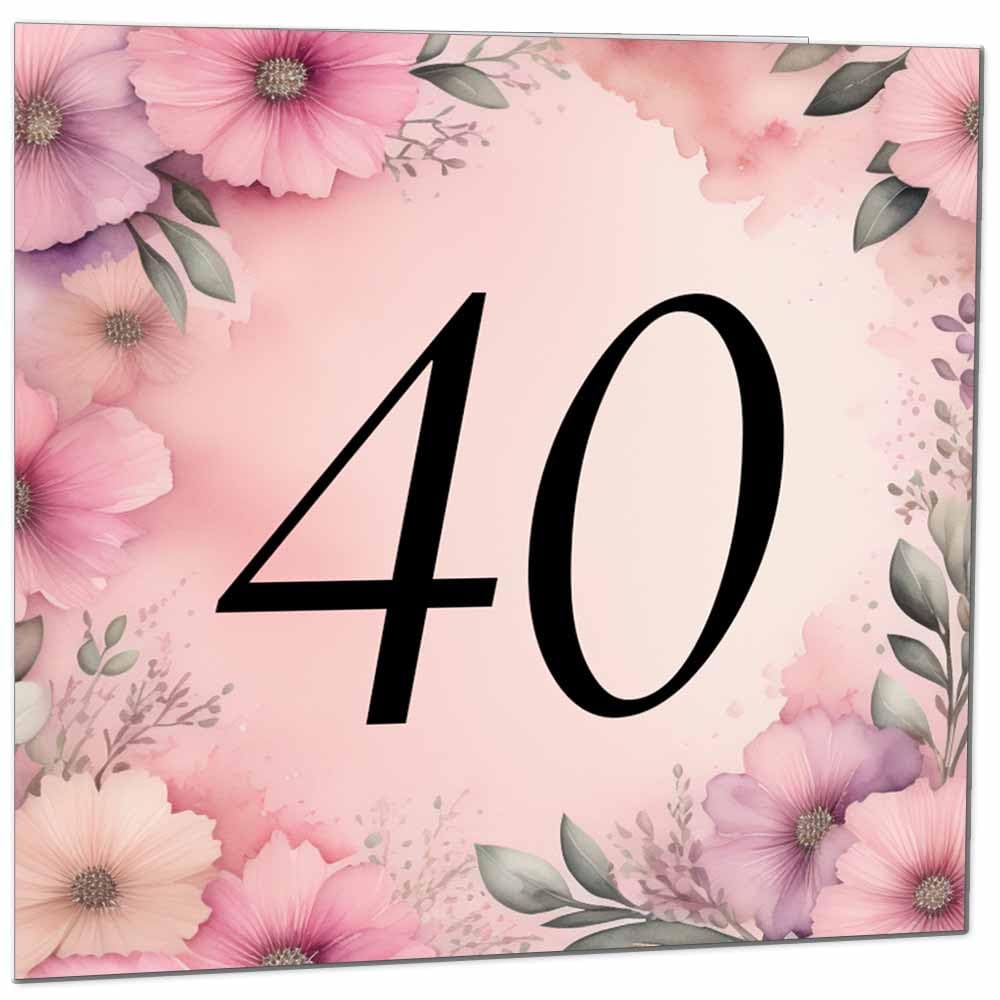 Birthday Card for Women Men - Pink Floral Birthday Cards for 39 year old woman thirty Nine, thirty ninth Ladies Mum Aunt Sister Niece Daughter