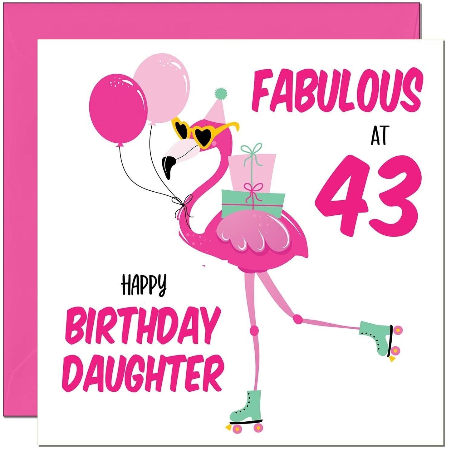 Daughter Birthday Card - Fabulous Flamingo - Ladies Womens Pink Cute Daughters
