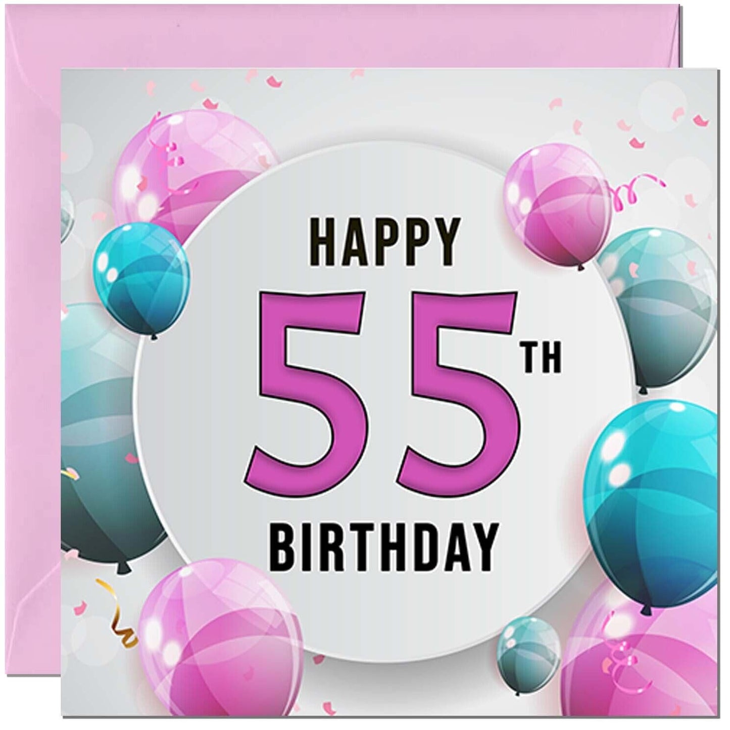 Birthday Card for women - Pink Turquoise Balloon Number