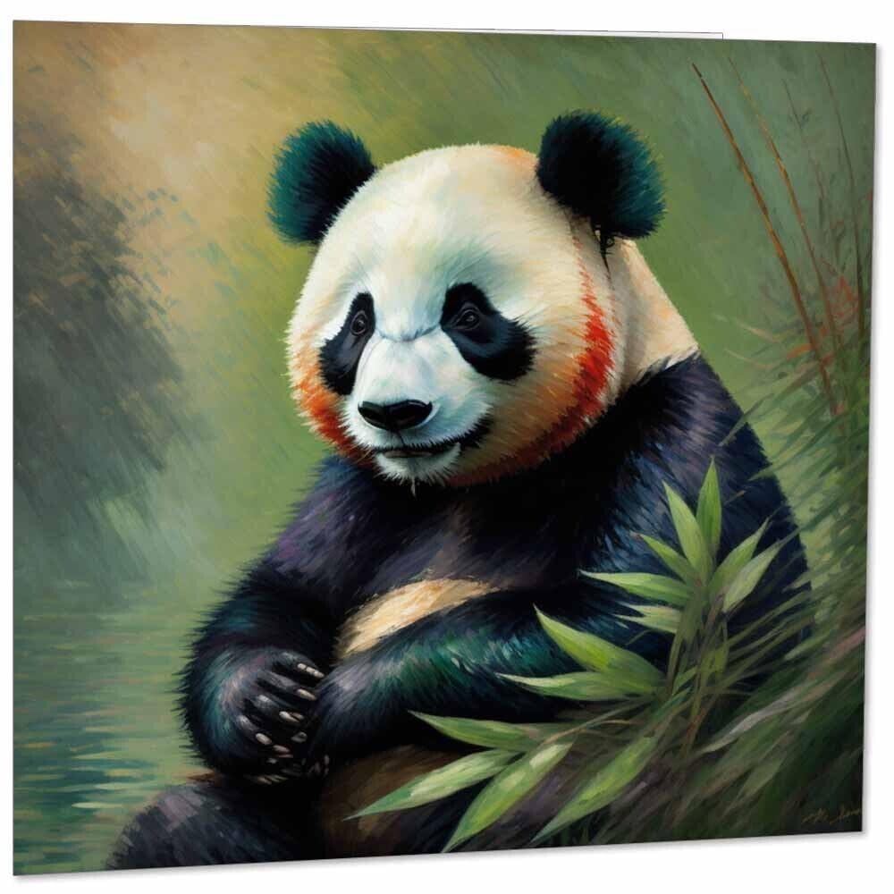 Panda Greeting Card - Animal Impressionism Art 145mm x 145mm