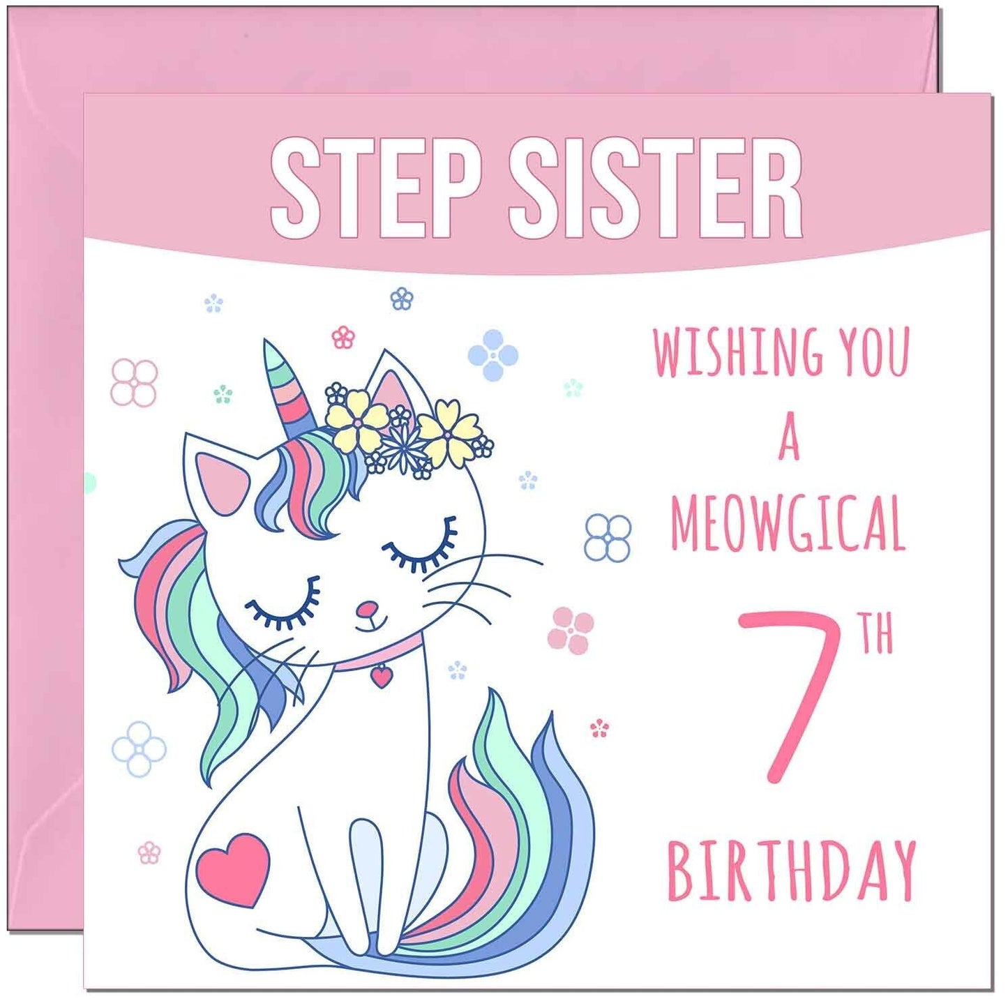 Step Sister Birthday Card - Meowgical Funny Cat