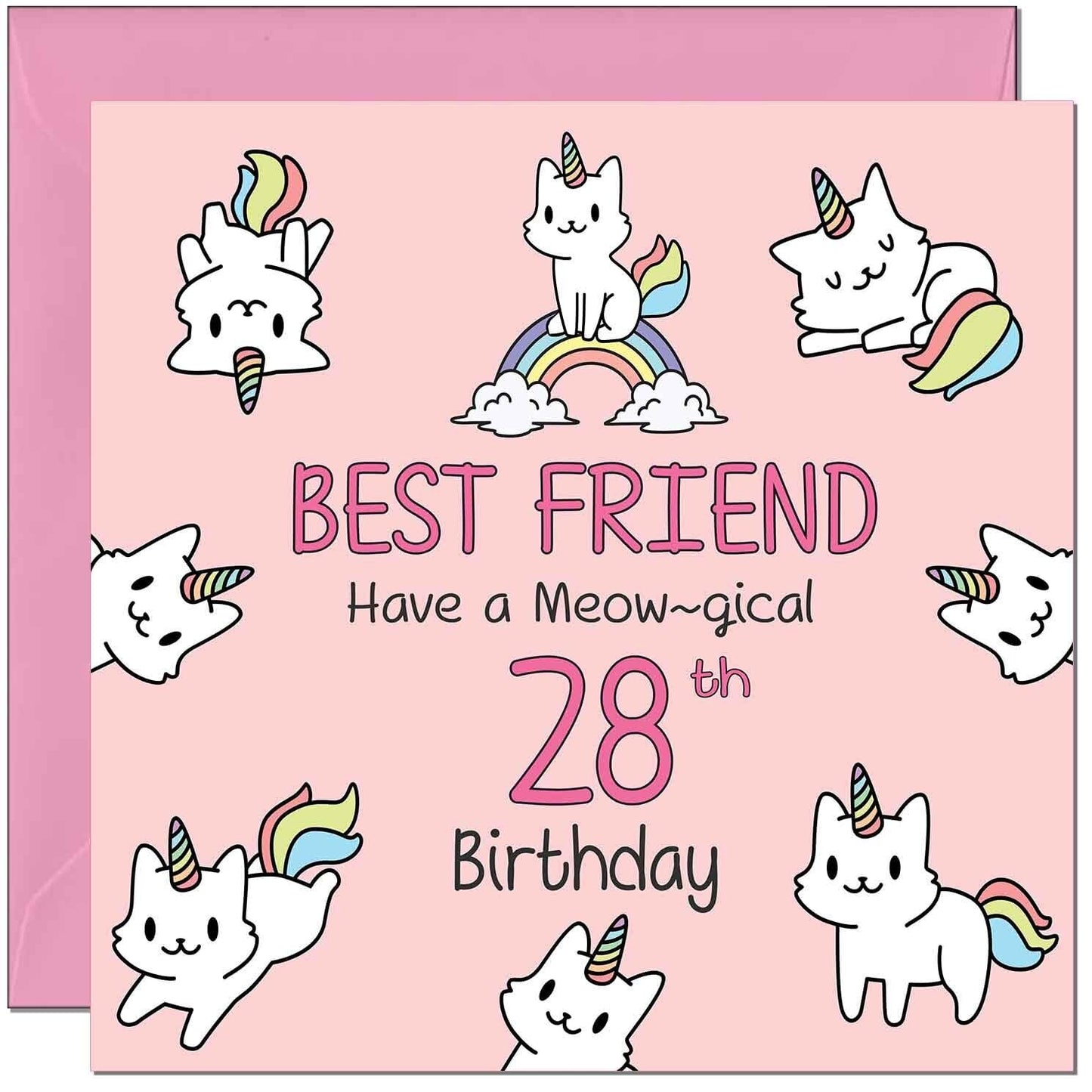 Best Friend Birthday Card - Funny Cat Cute Girls Womens