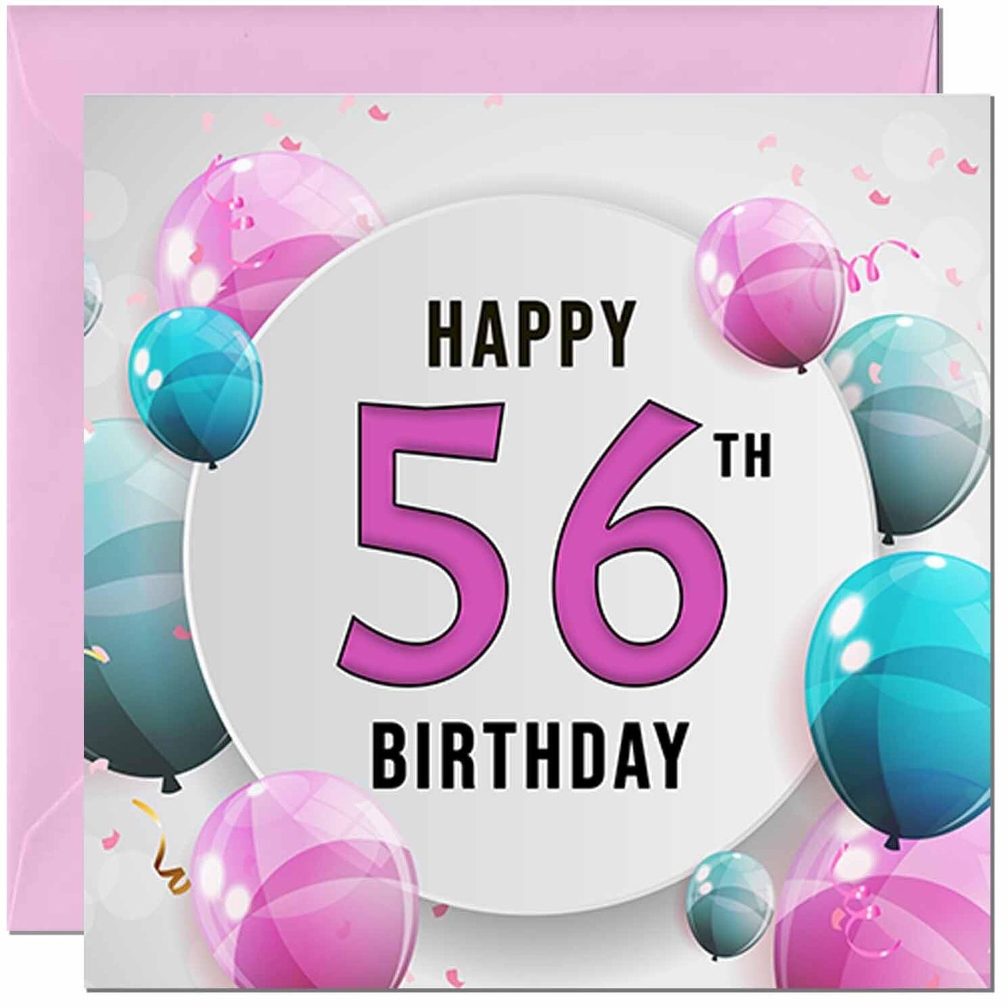 Birthday Card for women - Pink Turquoise Balloon Number