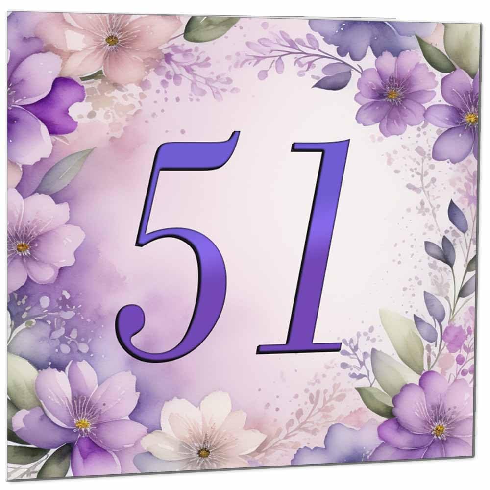 Birthday Card for Women - Purple Floral 80th Birthday Cards for year old woman Ladies Grandma Nan Aunt Mum Sister Mom Friend