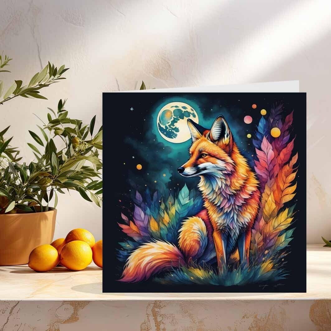 Fox Watercolour Greeting Card 145 x 145mm