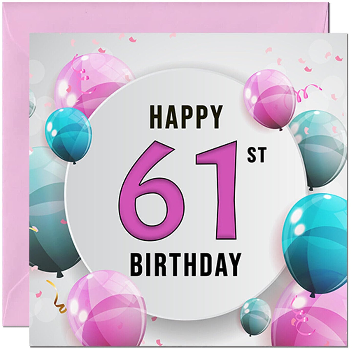Birthday Card for women - Pink Turquoise Balloon Number