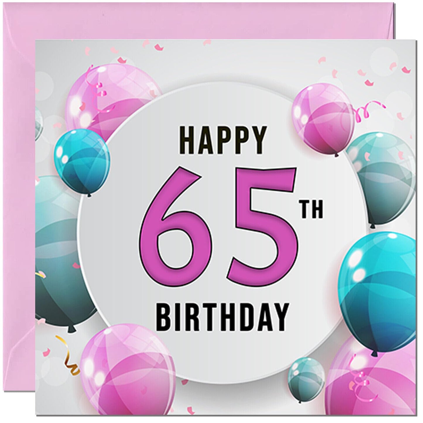 Birthday Card for women - Pink Turquoise Balloon Number
