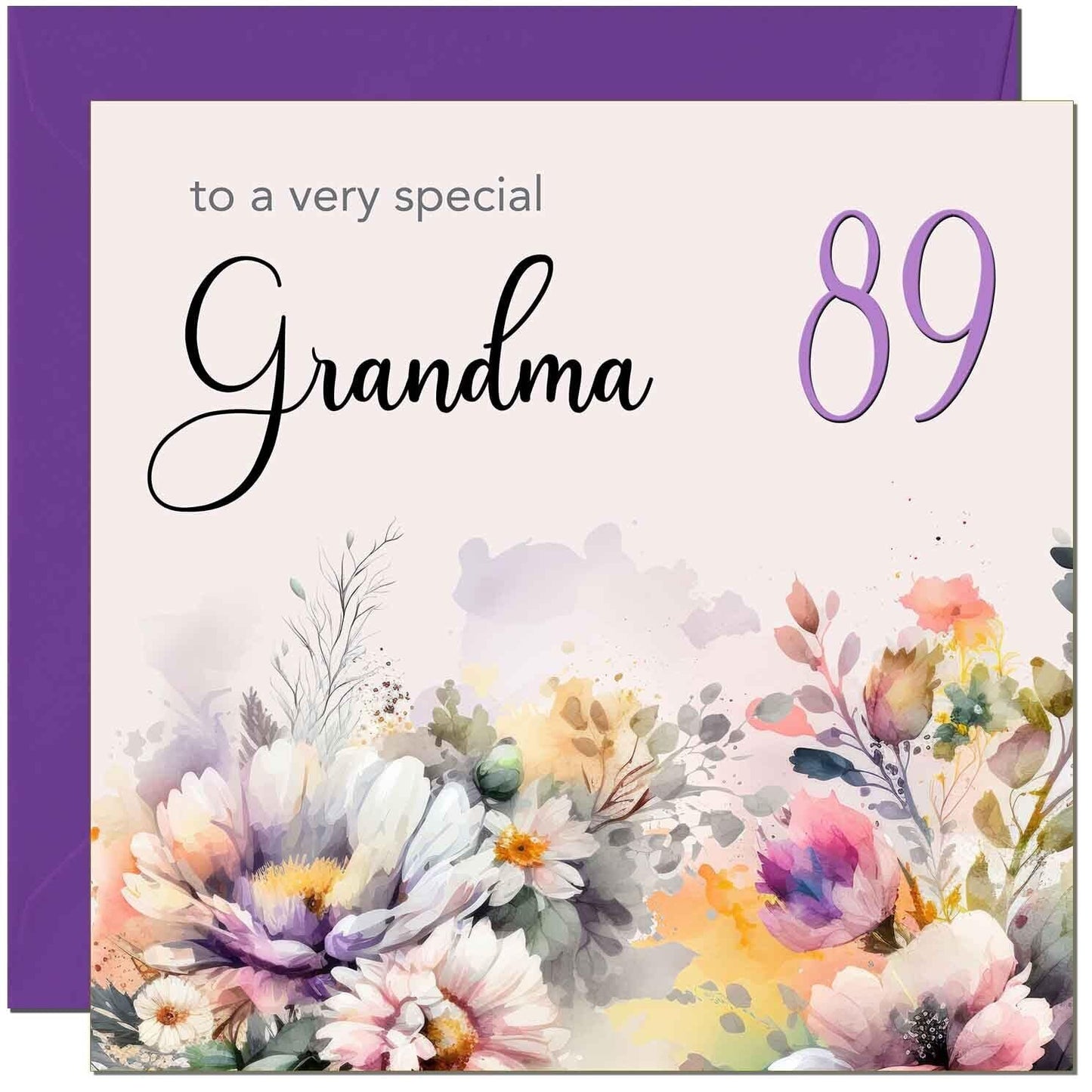 Grandmother Birthday Card - Purple Floral Nanny Grandma