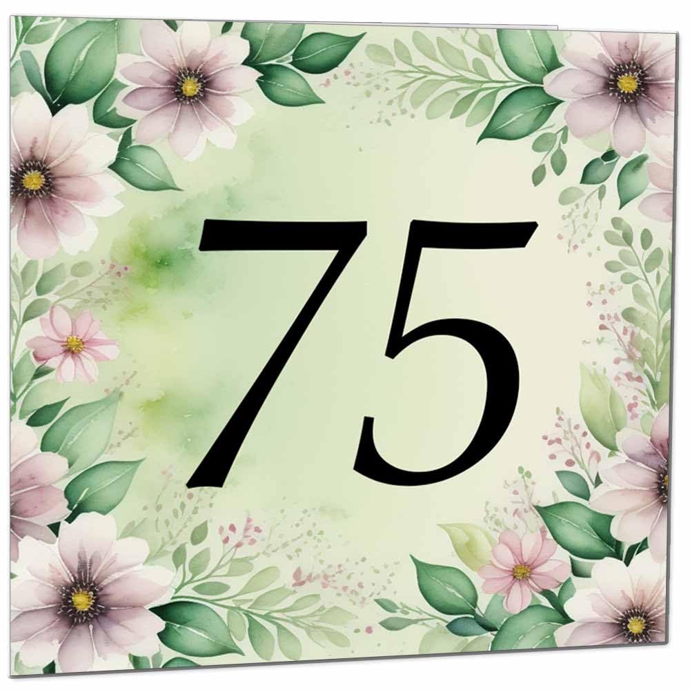 80th Birthday Card for Women Men - Green Floral Birthday Cards for 80 year old Lady Eighty Eightieth Ladies Grandma Nan Aunt Mum Sister Mom Friend
