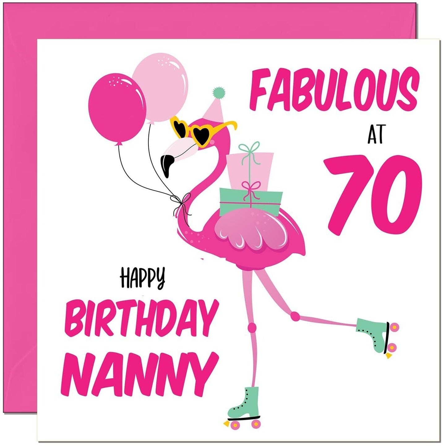 Nanny Birthday Card - Fabulous Flamingo - Ladies Grandmother Pink Cute Grandma
