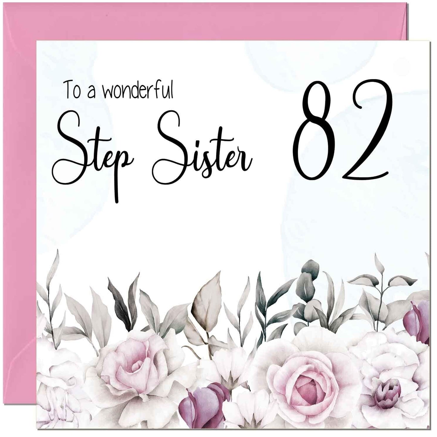 Step Sister Birthday Card Floral Elegant Step Sisters