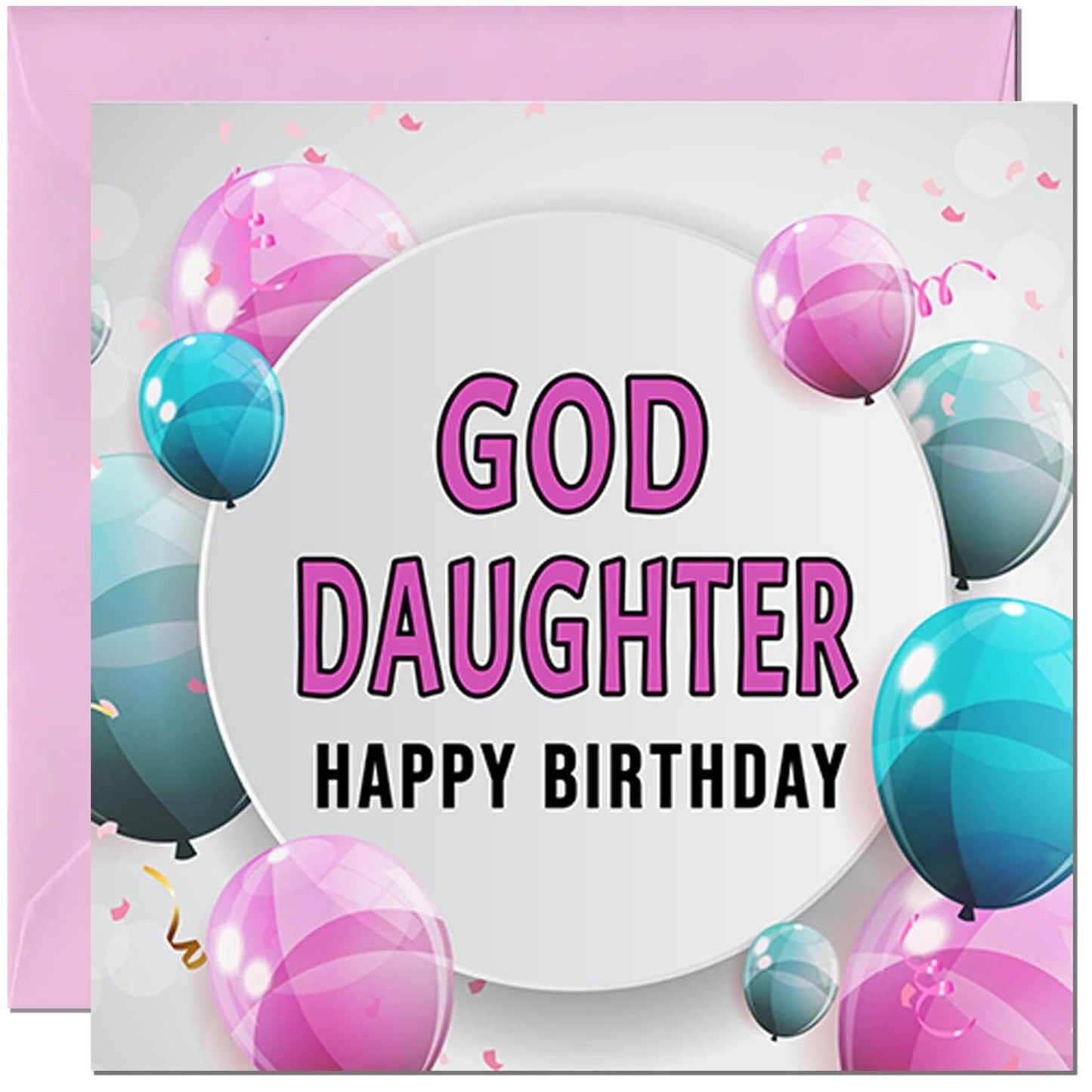 Birthday Card for women - Pink Turquoise Balloon Number