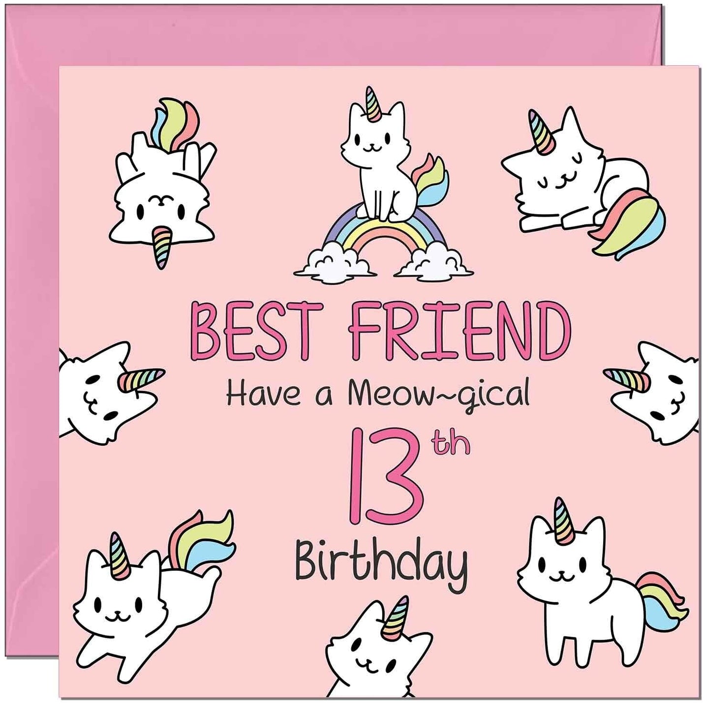 Best Friend Birthday Card - Funny Cat Cute Girls Womens
