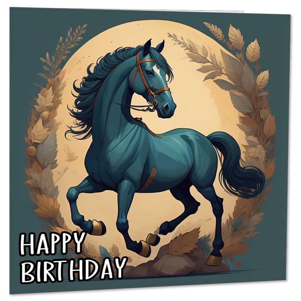 Horse Happy Birthday Card - Equestrian Horse Greeting Card 145 x 145mm