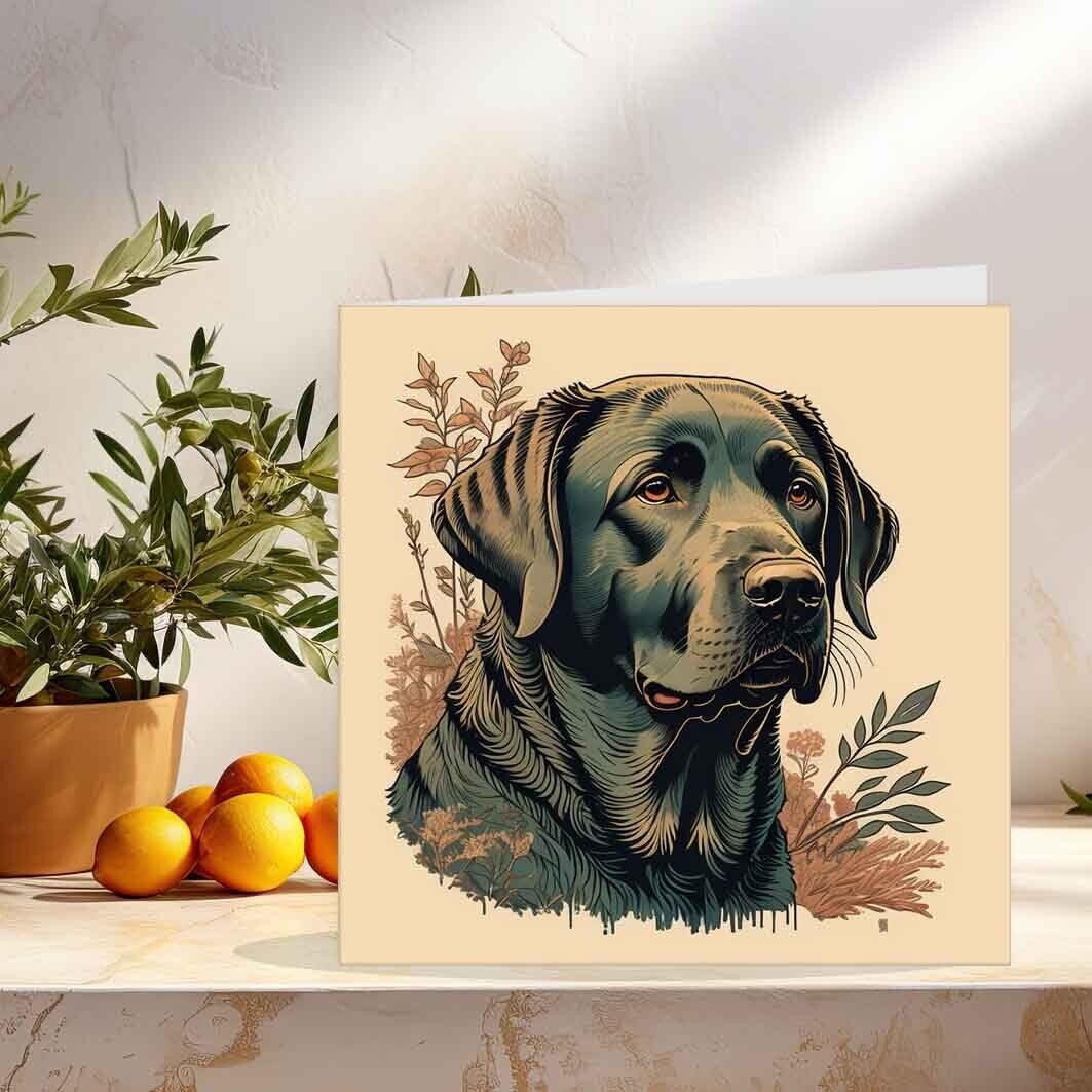 Black Labrador Birthday Cards - Labrador Art Greeting Cards 145 x 145mm