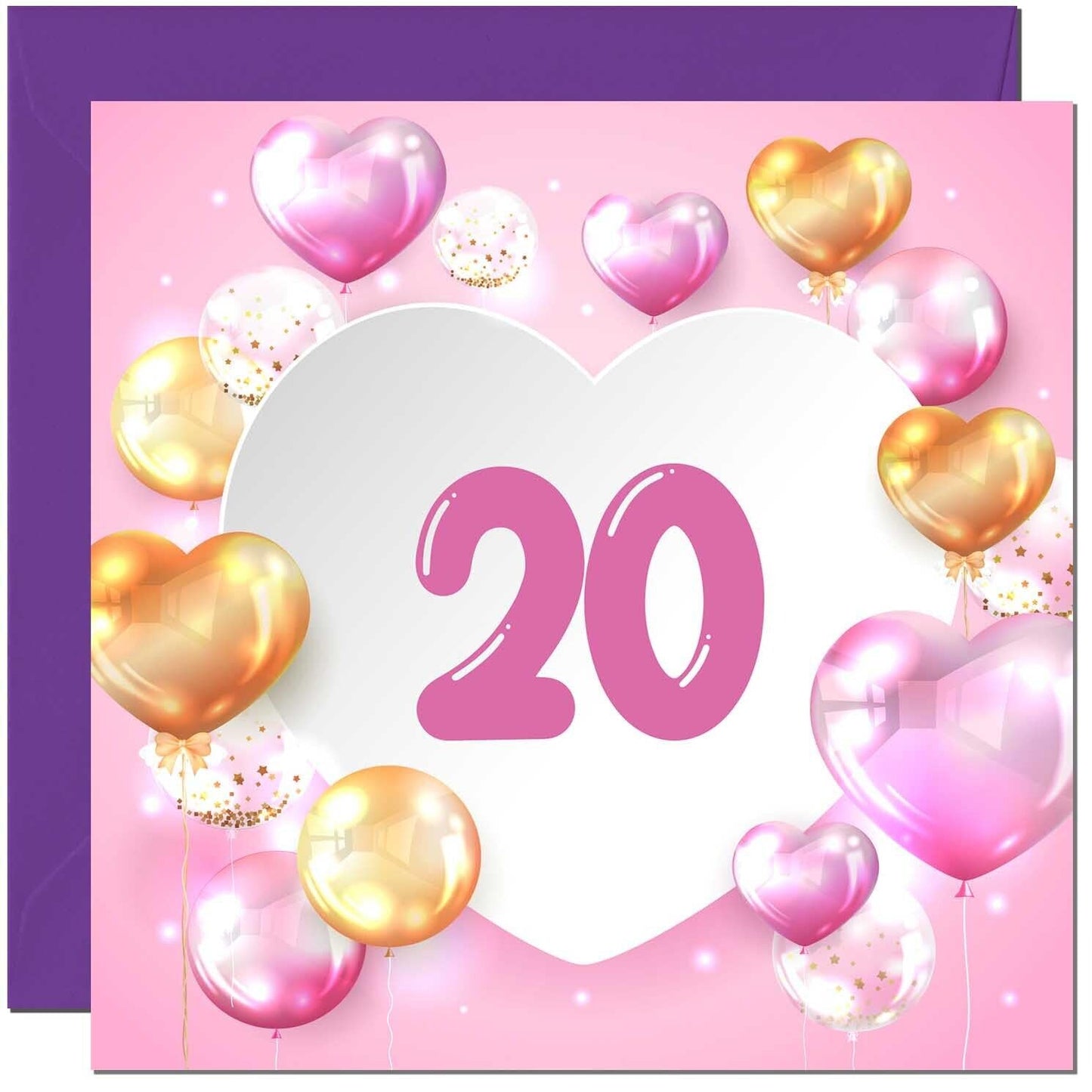 Birthday Card for women Girls Pink Balloon Numbers