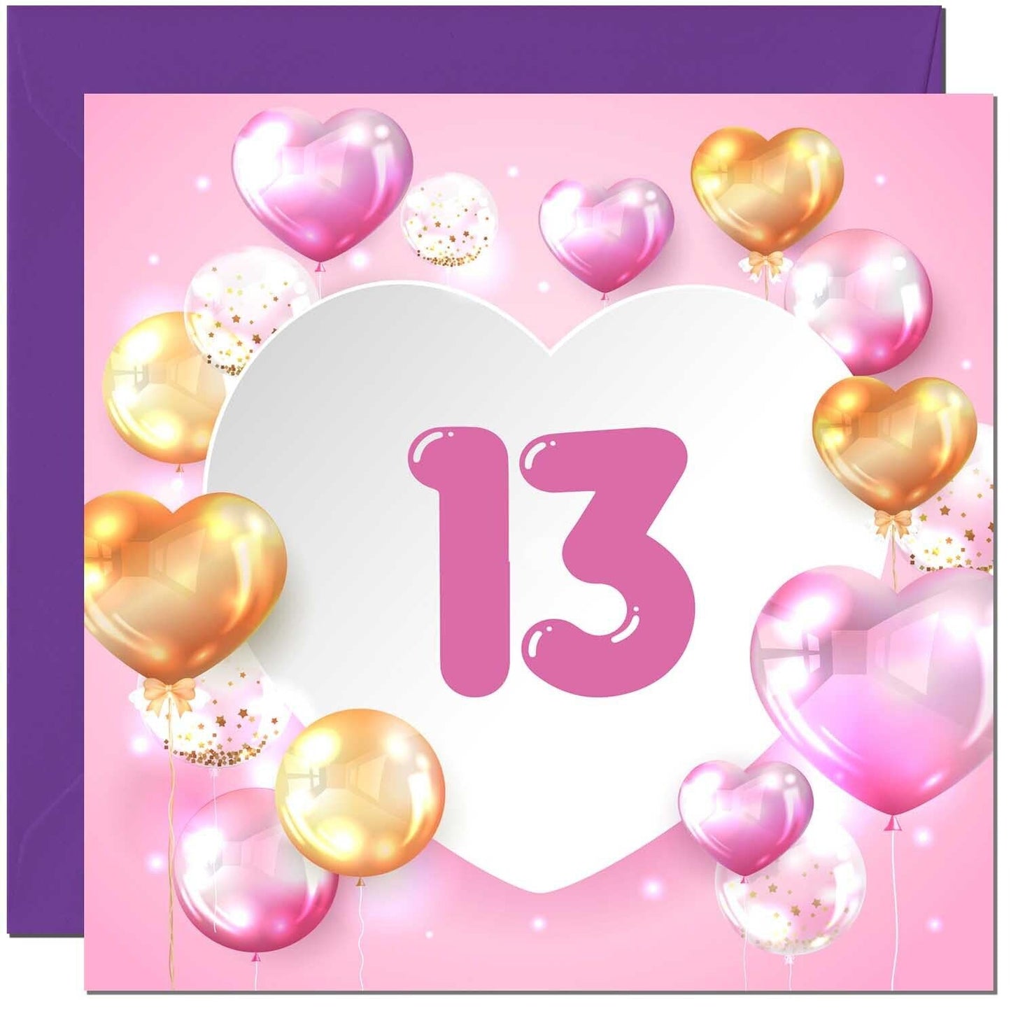 Birthday Card for women Girls Pink Balloon Numbers