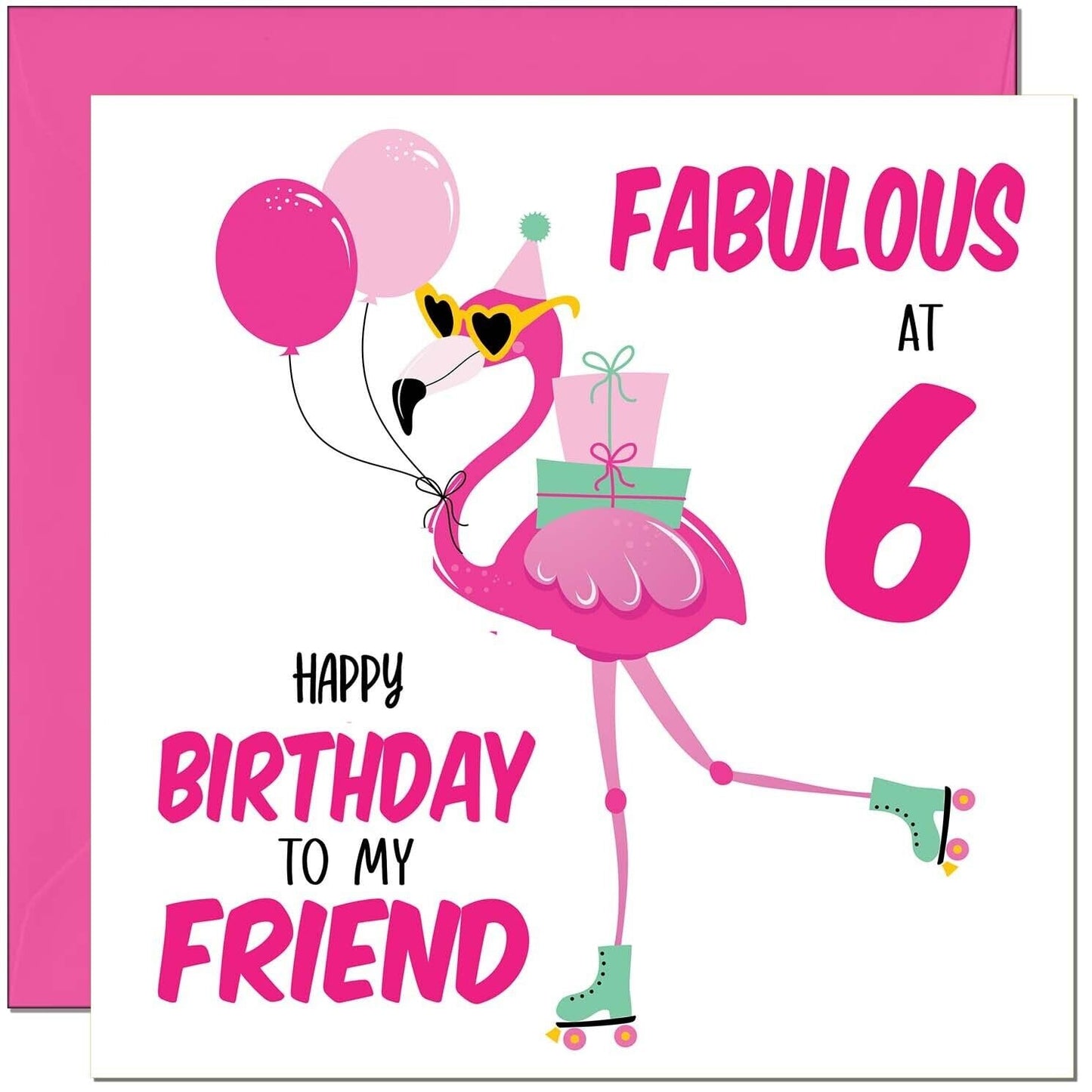 Womens Birthday Card for Friend - Fabulous Flamingo - Ladies Pink Cute Friend