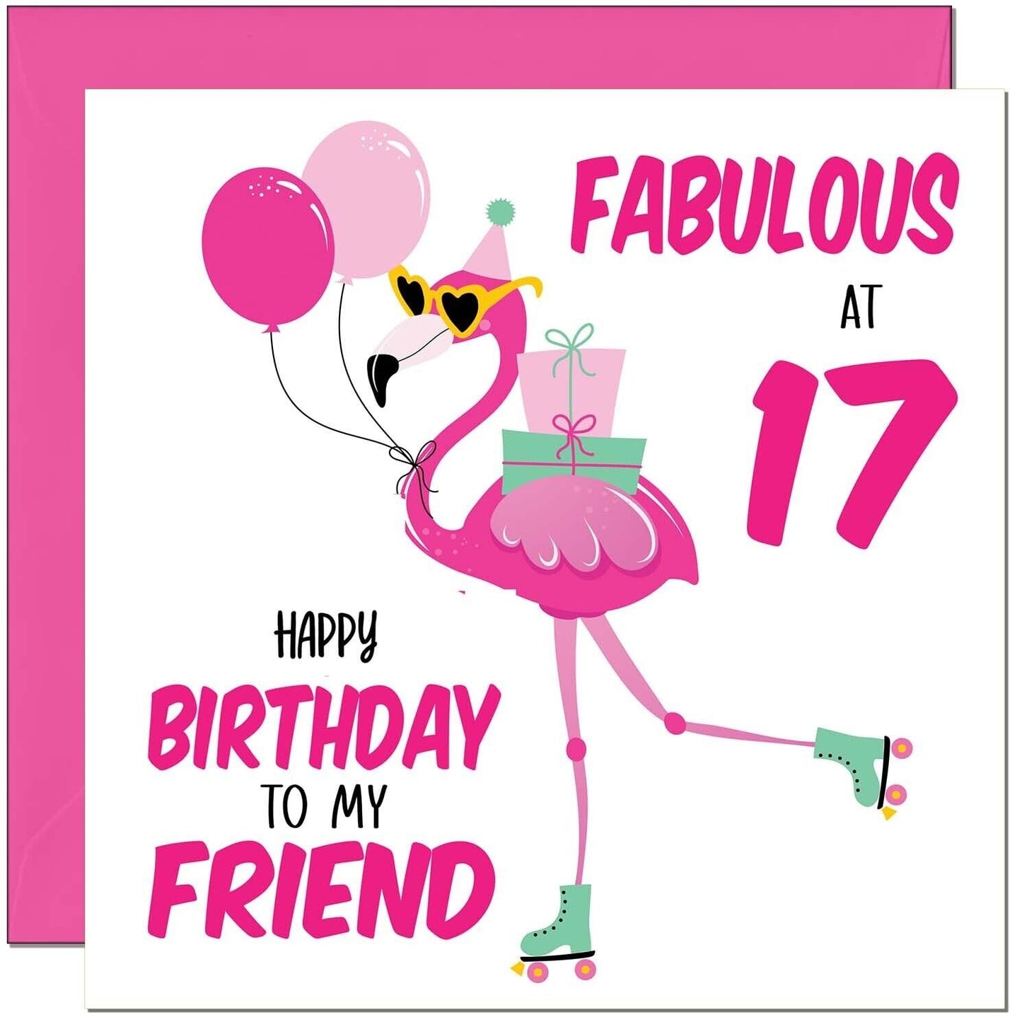 Womens Birthday Card for Friend - Fabulous Flamingo - Ladies Pink Cute Friend
