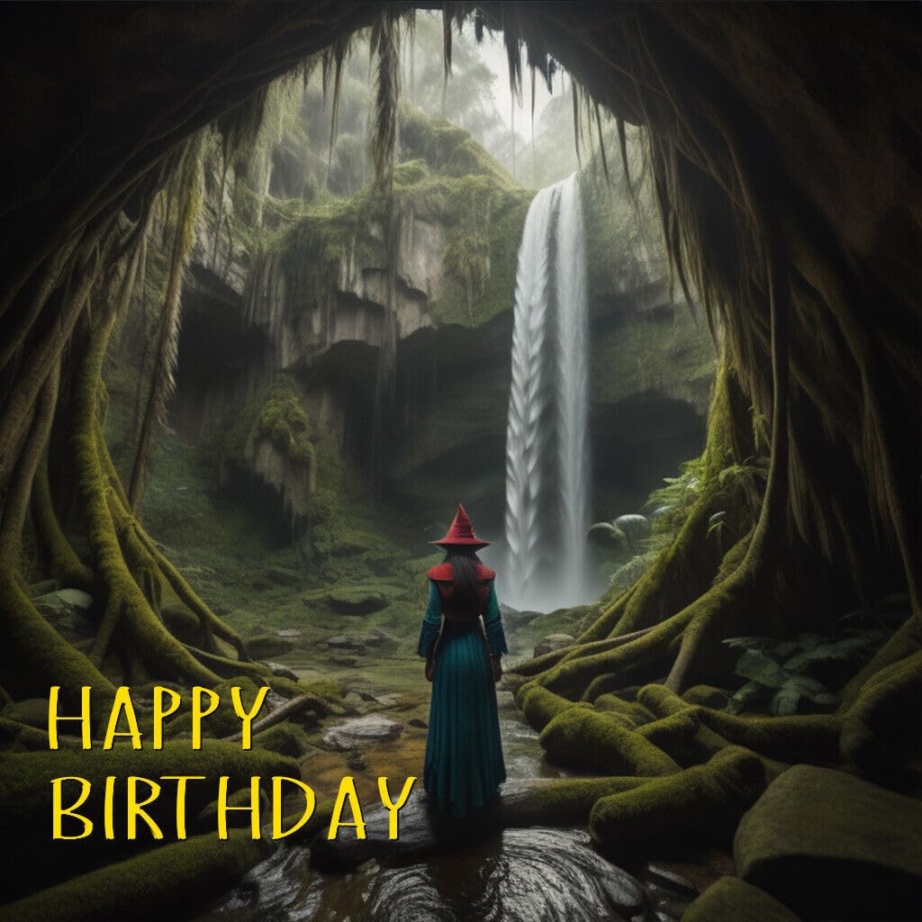 Witch Fantasy Birthday Card Forest 145 x 145mm