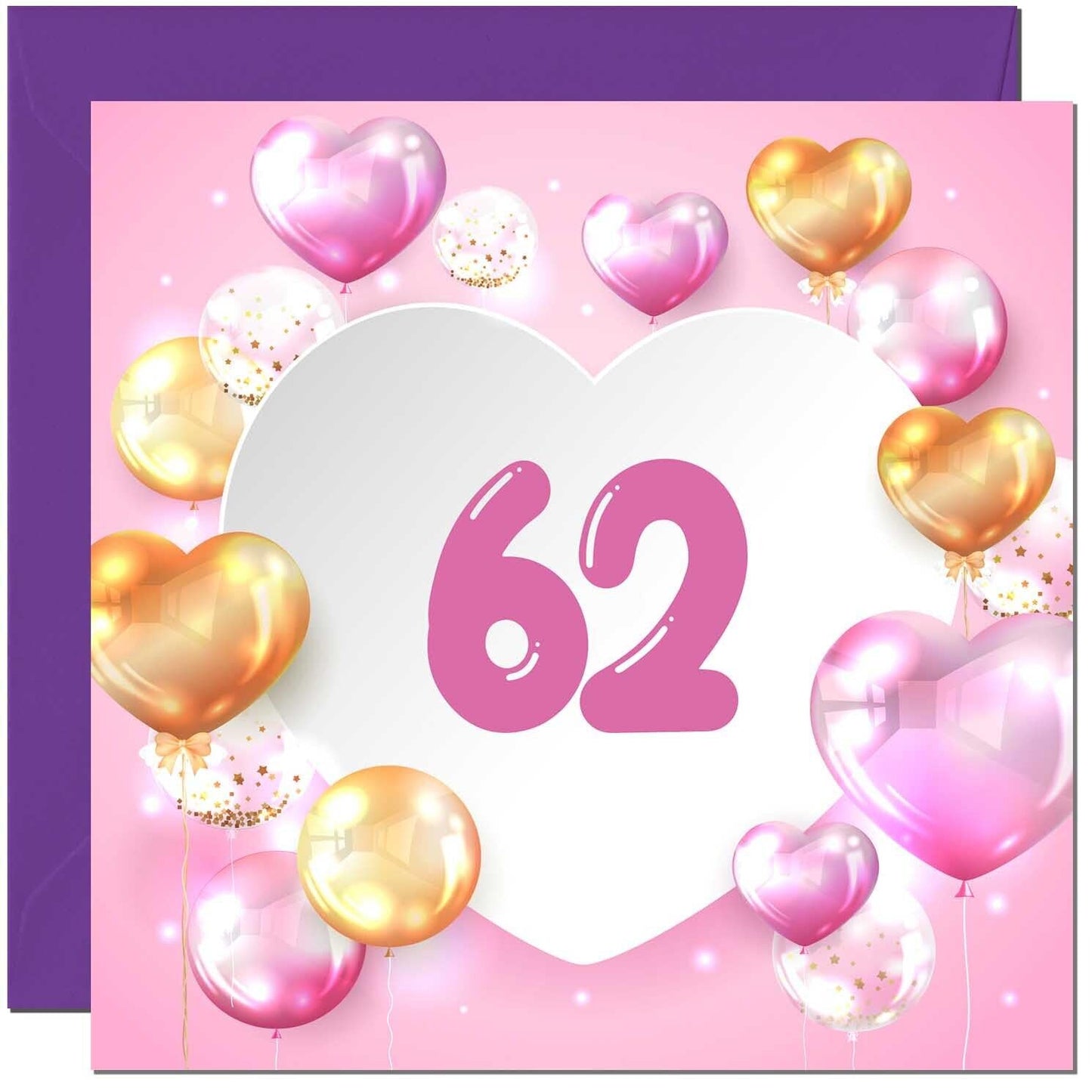 Birthday Card for women Girls Pink Balloon Numbers