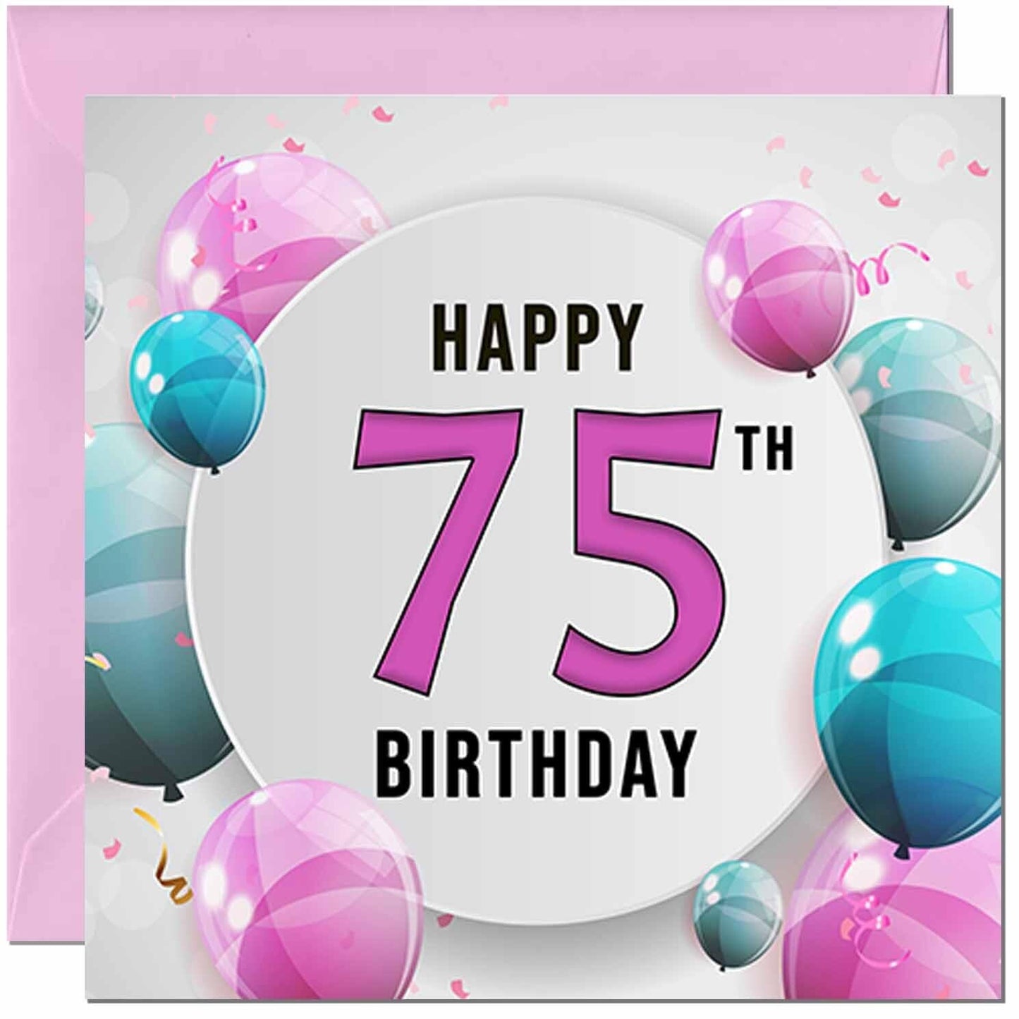 Birthday Card for women - Pink Turquoise Balloon Number