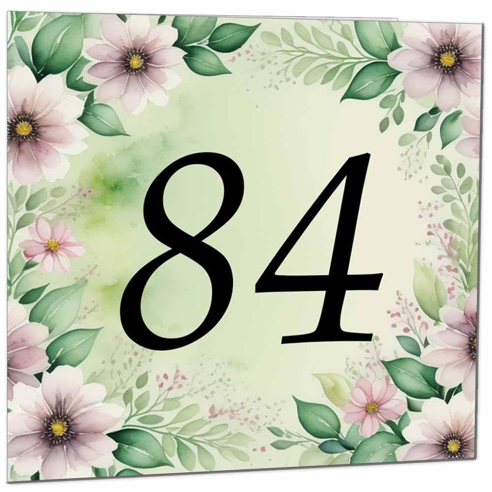 80th Birthday Card for Women Men - Green Floral Birthday Cards for 80 year old Lady Eighty Eightieth Ladies Grandma Nan Aunt Mum Sister Mom Friend