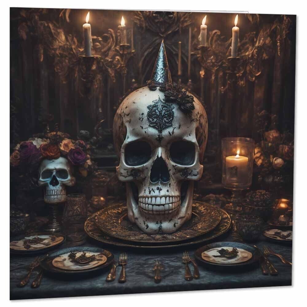 Gothic Skulls Birthday Card Goth Alternative Greeting Card 145 x 145mm