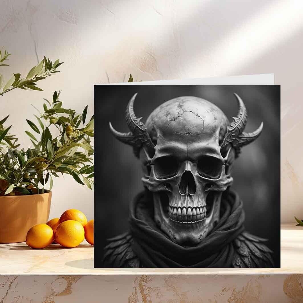 Gothic Skull Greeting Card Lich Skeleton Goth Birthday Card 145 x 145mm