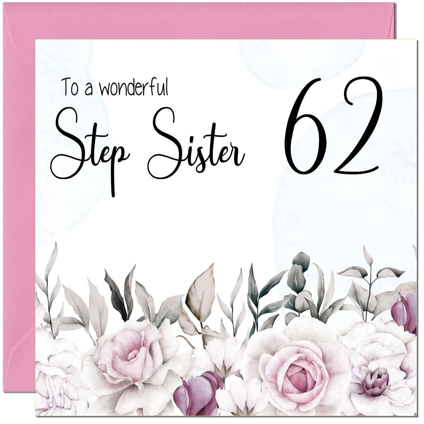 Step Sister Birthday Card Floral Elegant Step Sisters