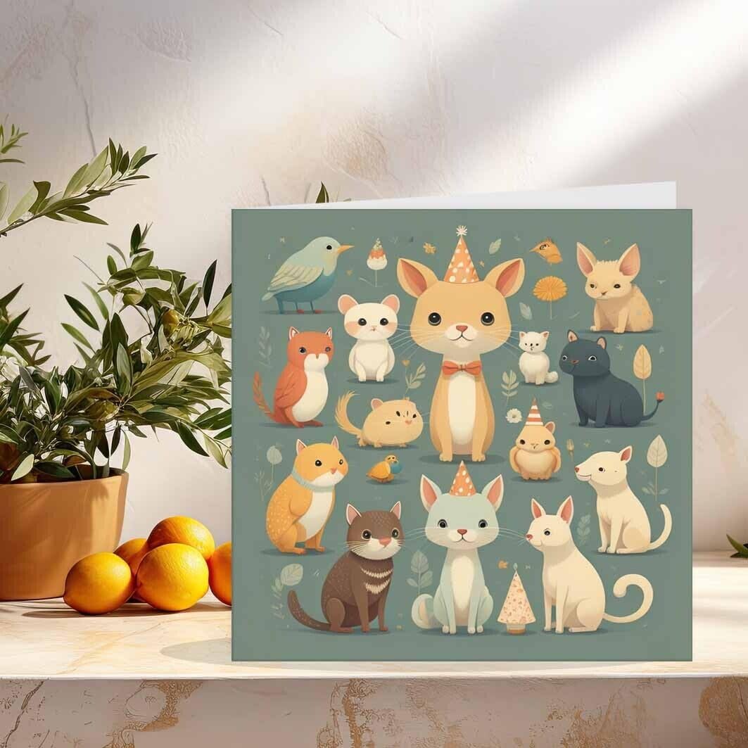 Cute Animals Birthday Card for Kids Birthday Cards Children 145 x 145mm