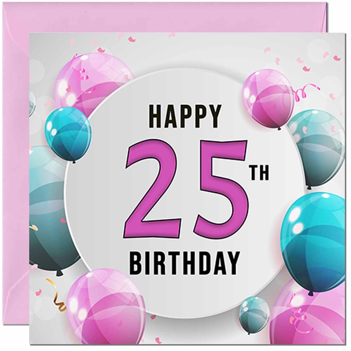 Birthday Card for women - Pink Turquoise Balloon Number