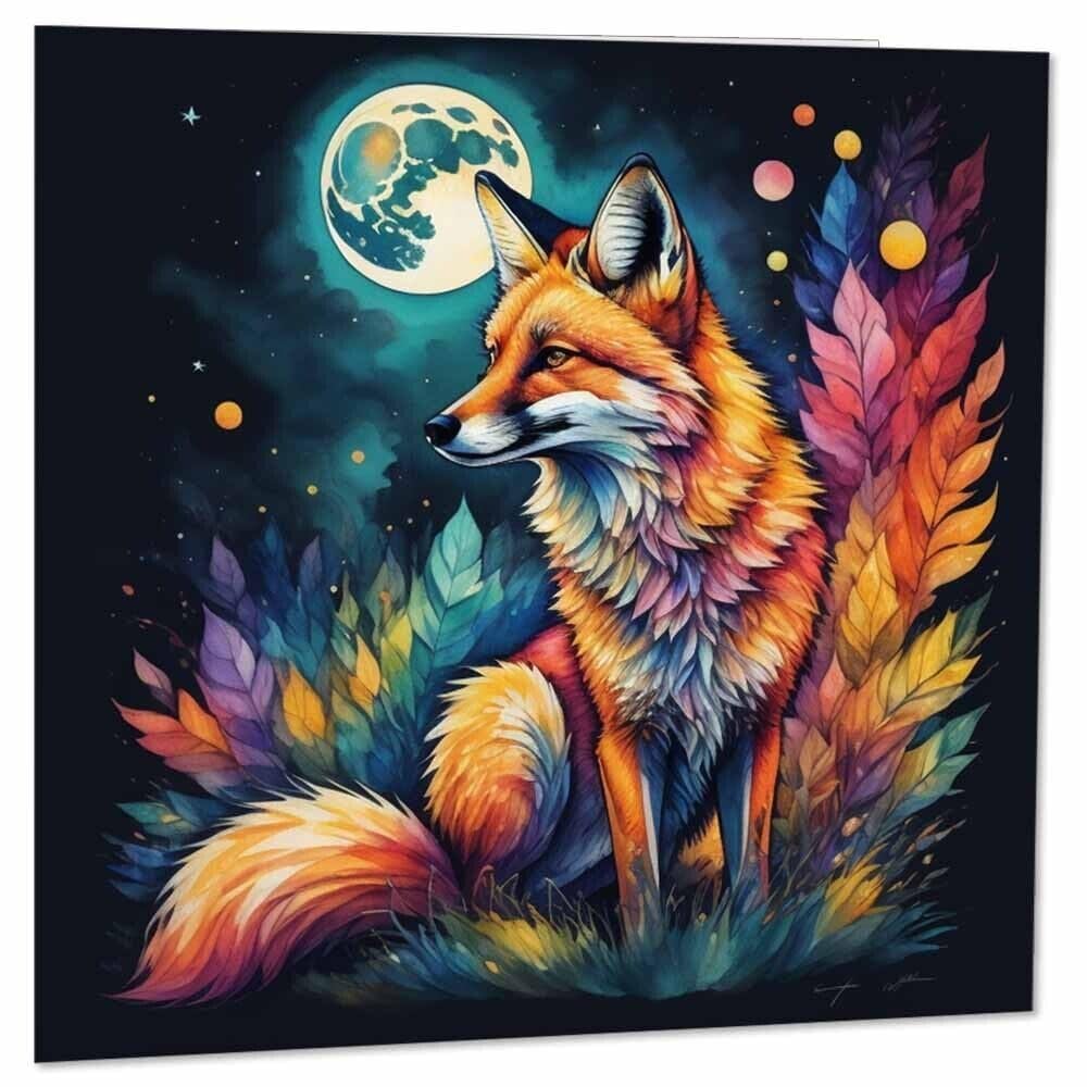 Fox Watercolour Greeting Card 145 x 145mm