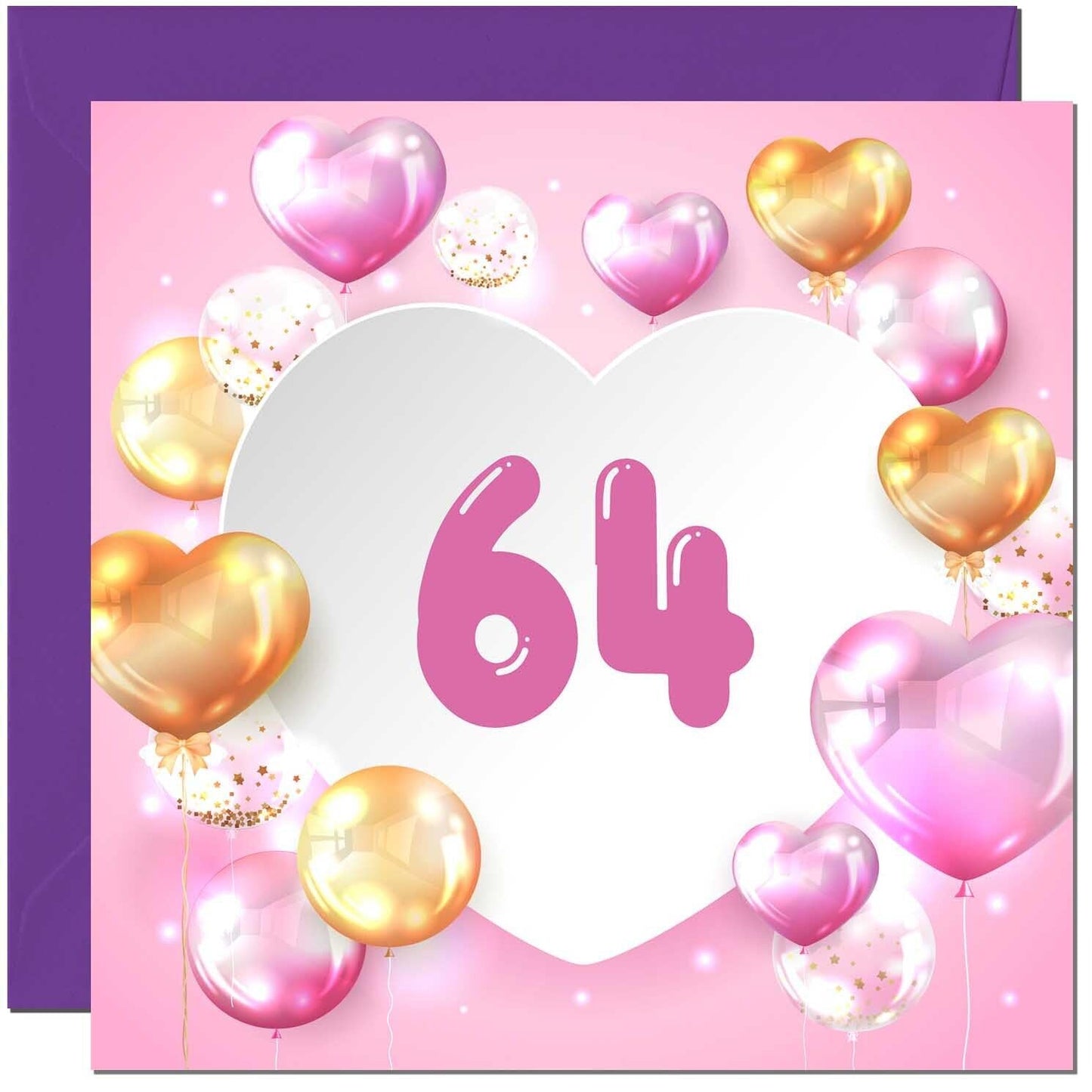 Birthday Card for women Girls Pink Balloon Numbers