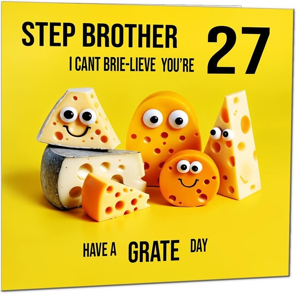 Step Brother Birthday Card - Cheese Pun Funny Step-Brothers
